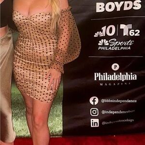 MAJORELLE Tan Polka Dot Mini Dress